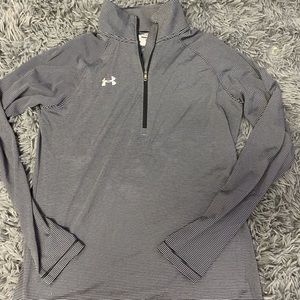 black and white striped underarmour zip up shirt